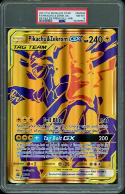 Pokemon Pikachu Zekrom GX SM248 Tag Team JUMBO Oversized Promo Card PSA 8 - Image 1