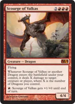 MTG English Scourge of Valkas NM Foil Magic 2014 Core Set - Image 1