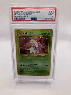 Pokemon Meganium Holo Premium File #154 2000 P.M. Japanese Neo PSA 9 - Image 1