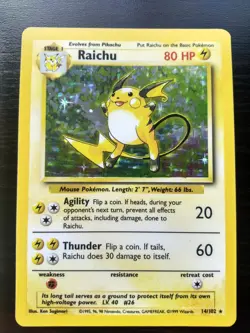 Raichu Holo Holographic Pokemon Card 1999 Base Set Rare Vintage 14/102 WOTC - Image 1