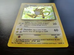 Raichu Holo Holographic Pokemon Card 1999 Base Set Rare Vintage 14/102 WOTC - Image 2