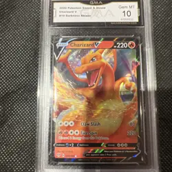 2020 POKEMON SWORD & SHIELD DARKNESS ABLAZE CHARIZARD V #19 GMA 10 GEM MINT - Image 1