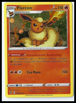 Pokemon TCG - Flareon Vivid Voltage Cosmos Holo #026/185 - NM - Image 1
