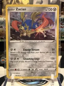 Pokemon TCG Zacian Cracked Ice Holo 139/192 Rebel Clash Zacian Theme Deck 13T - Image 1