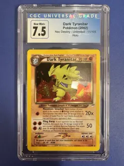 2002 Pokemon Neo Destiny Unlimited DARK TYRANITAR 11/105 Holo CGC 7.5 NM+ - Image 1