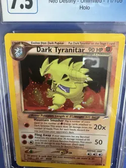 2002 Pokemon Neo Destiny Unlimited DARK TYRANITAR 11/105 Holo CGC 7.5 NM+ - Image 3