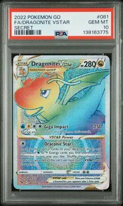 2022 POKEMON GO SECRET #081 FULL ART/DRAGONITE VSTAR PSA 10 - Image 1