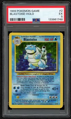 1999 Pokemon Blastoise 2/102 Holo Rare PSA 5 Base Set Original Vintage - Image 1