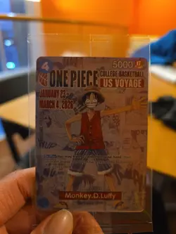 One Piece Monkey D. Luffy U.S Voyage College Basketball Card IN HAND - Image 1