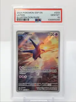 LATIOS 2024 POKEMON SURGING SPARKS ILLUSTRATION RARE GEM 203/191 PSA 10 Q5476 - Image 1