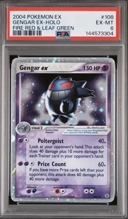 PSA 6 *NEW CERT* 2004 POKEMON EX FIRE RED & LEAF GREEN #108 GENGAR EX-HOLO - Image 1