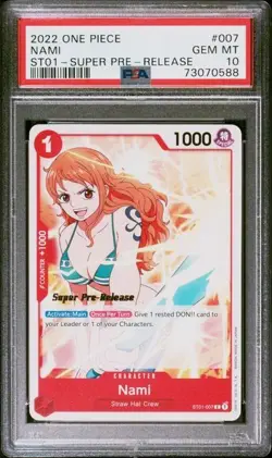 ONE PIECE SUPER PRE RELEASE ST01-007 NAMI PSA 10 GEM MINT - Image 1