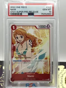2022 ONE PIECE SUPER PRE RELEASE ST01-007 NAMI PSA 10 GEM MINT - Image 1