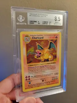 BGS 8.5 BASE SET SHADOWLESS CHARIZARD HOLO R 1999 POKEMON CARD - Image 2
