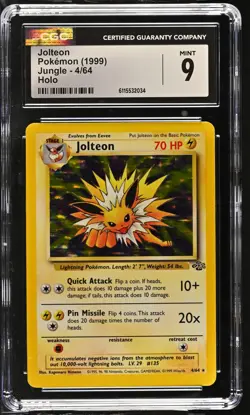 CGC 9 MINT Jolteon 1999 Jungle 4/64 Holo Pokemon Card - Image 1