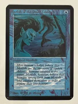 Magic the Gathering MTG Alpha Merfolk of the Pearl Trident NM (Beta Bob) - Image 1