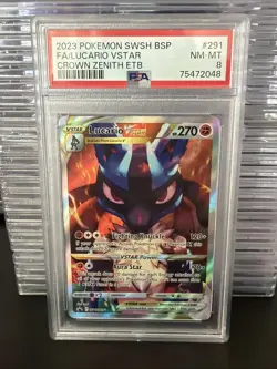 2023 Pokemon SWSH Crown Zenith LUCARIO Vstar PSA 9 Black Star Promo - Image 2