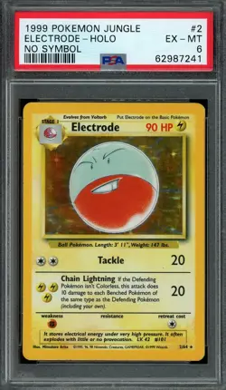 Electrode Pokemon 1999 Jungle No Symbol Error Holo Rare 2/64 WOTC PSA 6 EX-MT - Image 1