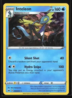 Inteleon 059/202 Sword & Shield Cracked Ice Holo Rare Pokemon Cardo - Image 1