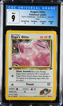Pokemon 1st Edition Gym Challenge Koga's Ditto Holo 10/132 - CGC 9 w/ Sub-Grades - Image 1
