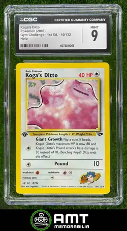 73031065 2000 Pokemon Gym Challenge 1st Edition #10/132 Koga's Ditto Holo CGC 9 - Image 1