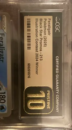CGC Pristine 10 - Pokemon - Feraligatr - Promo - 213 (Illustration Contest 2024) - Image 3