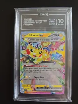3rd Overall! TAG 10 Pikachu ex 057/191 Sv08: Surging Sparks Holo - Pokemon TCG - Image 1