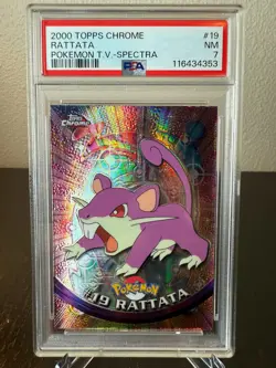 Pokemon 2000 Topps Chrome Rattata Spectra PSA 7 Near Mint #19 - Image 1
