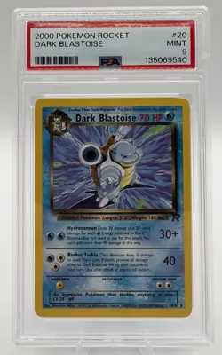 2000 Pokemon Dark Blastoise Team Rocket Non-Holo Rare 20/82 PSA 9 Fresh Slab - Image 1