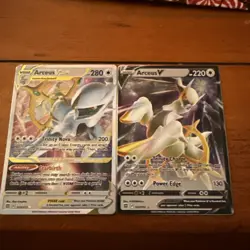 ARCEUS V STAR 123/172 AND ARCEUS V 122/172 METAL CARD POKEMON PROMO CARDS - Image 1