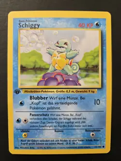 Pokemon TCG Squirtle (Schiggy) Base Set, 1st Edition, German Version LP 💧💧💧 - Image 1