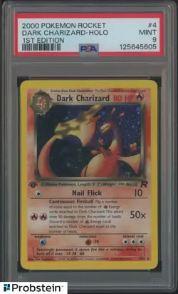 2000 Pokemon Rocket 1st Edition #4 Dark Charizard - Holo PSA 9 MINT - Image 1