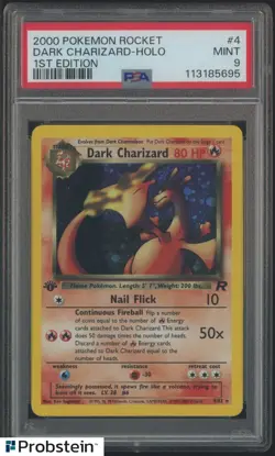 2000 Pokemon Card Game TCG PTCG Rocket 1st Edition #4 Dark Charizard Holo PSA 9 - Image 1