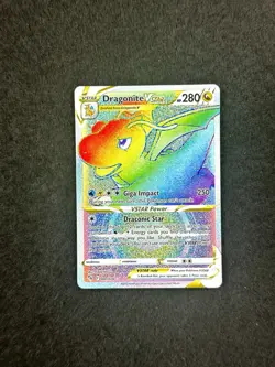 2022 Pokemon Dragonite VSTAR Secret Rare 081/078 Pokemon GO Holo Rainbow NM - Image 1