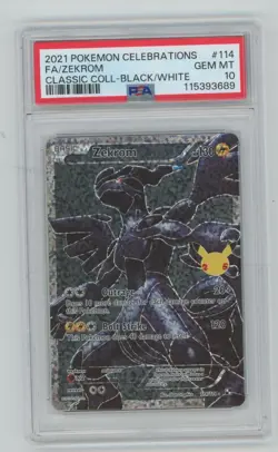 PSA 10 FA ZEKROM 2021 Pokemon Celebrations #114 CLASSIC COLLECTION BLACK WHITE - Image 1