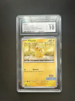 CGC GEM MINT 10 Pikachu Pokemon Card #214 Black Star Promo Illustration Contest - Image 1