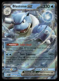 Pokemon Cards Blastoise ex 009/165 151 Double Rare NM *1 - Image 1