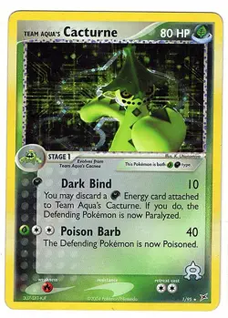 LP Cacturne 1/95 Team Magma vs Team Aqua Holo Rare Vintage Pokemon TCG - Image 1