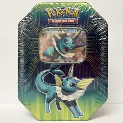 Pokemon TCG: Elemental Power Tin Vaporeon GX + 4 Packs (Sun & Moon) SEALED 820650806490 - Image 1