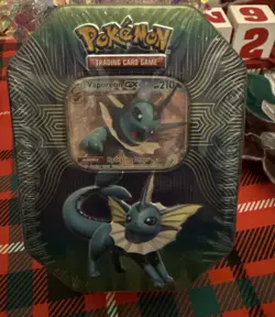 Pokemon TCG: Elemental Power Tin Vaporeon GX + 4 Packs (Sun & Moon) SEALED 820650806490 - Image 1