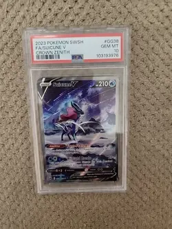 Pokemon TCG Suicune V GG38/GG70 Alternative Art Crown Zenith PSA 10 Gem Mint - Image 1