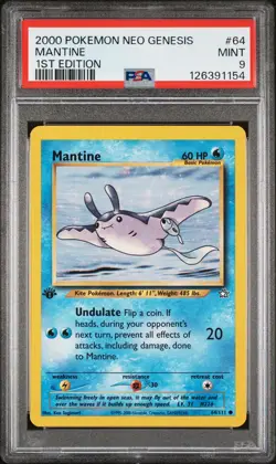 2000 POKEMON NEO GENESIS 1ST ED #64 MANTINE PSA 9 - Image 1