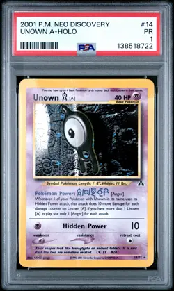 2001 POKEMON NEO DISCOVERY #14 UNOWN A-HOLO PSA 1 - Image 1