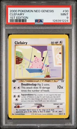 2000 POKEMON NEO GENESIS 1ST ED #30 CLEFAIRY PSA 9 - Image 1