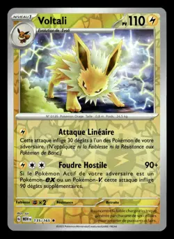 Carte Pokemon VOLTALI 135/165 HOLO REVERSE EV3.5 MEW 151 FR - Image 1