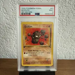 Geodude Pokemon Fossil 1999 1st Edition 47/62 PSA 9 - Image 1