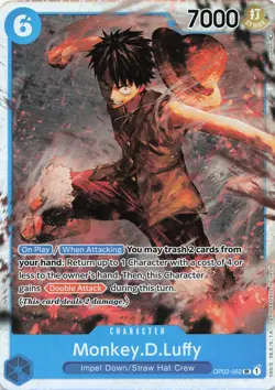 ONE PIECE Monkey D. Luffy (062) SR Paramount War #OP02-062 NM - Image 1