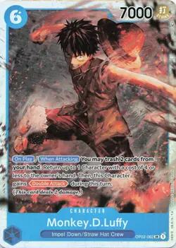 ONE PIECE Monkey D. Luffy (062) SR Paramount War #OP02-062 NM - Image 3