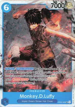 ONE PIECE Monkey D. Luffy (062) SR Paramount War #OP02-062 NM - Image 5