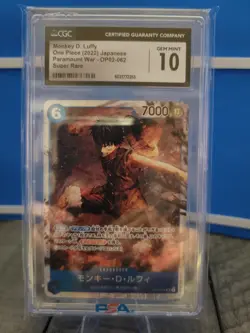 One Piece Paramount War Monkey D Luffy OP02-062 SR English CGC 10 GEM MT - Image 1